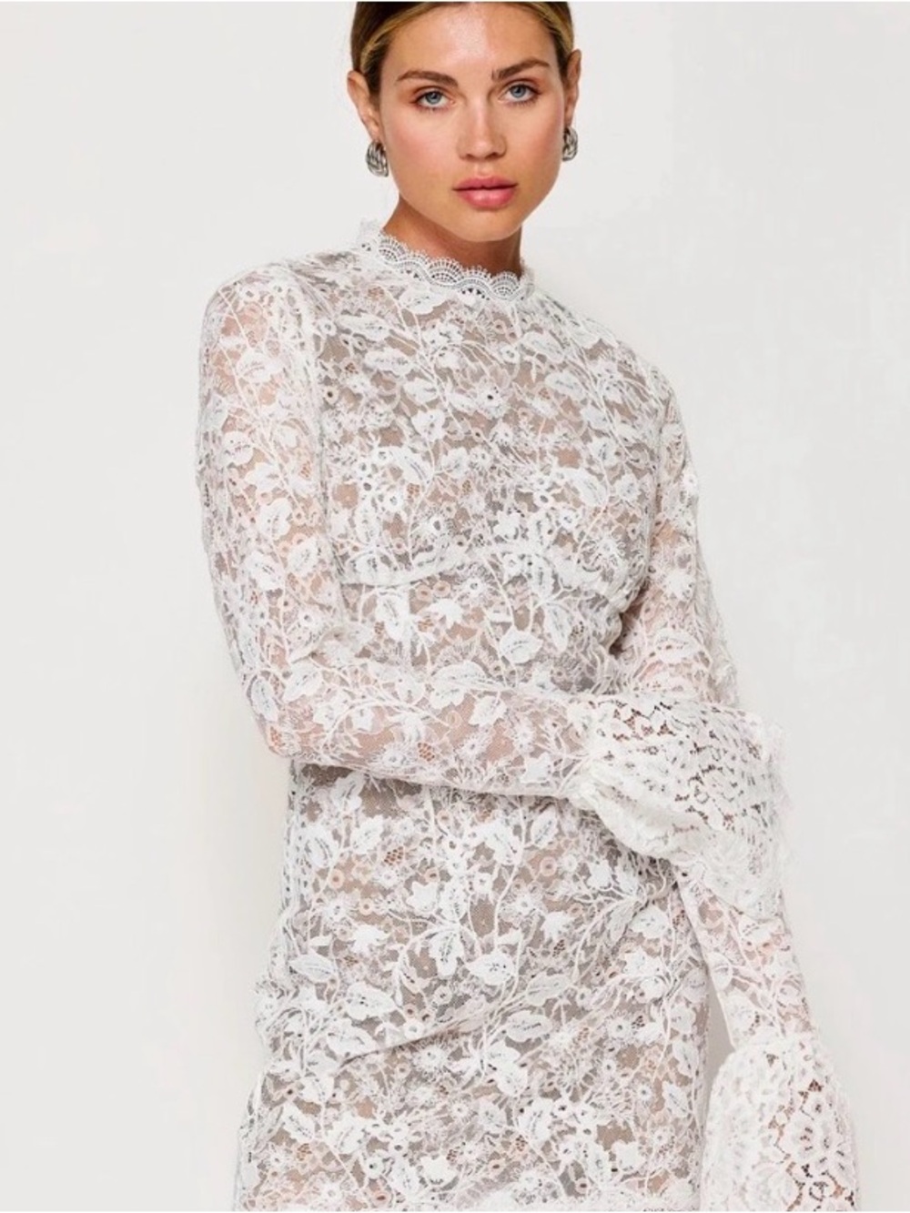 Line and Dot Bachelorette White Lace Mini dress